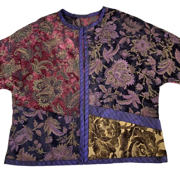 Mary Lynn O'Shea Sz M Art To Wear Handmade Floral Woven Tapestry Jacket Blazer - Picture 7 of 16